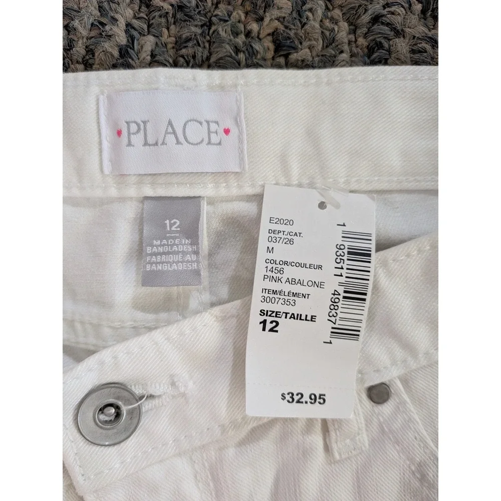 The Childrens Place Girls White Pink Ombre Dip Dye Denim Mini Skirt Size 12 NWT